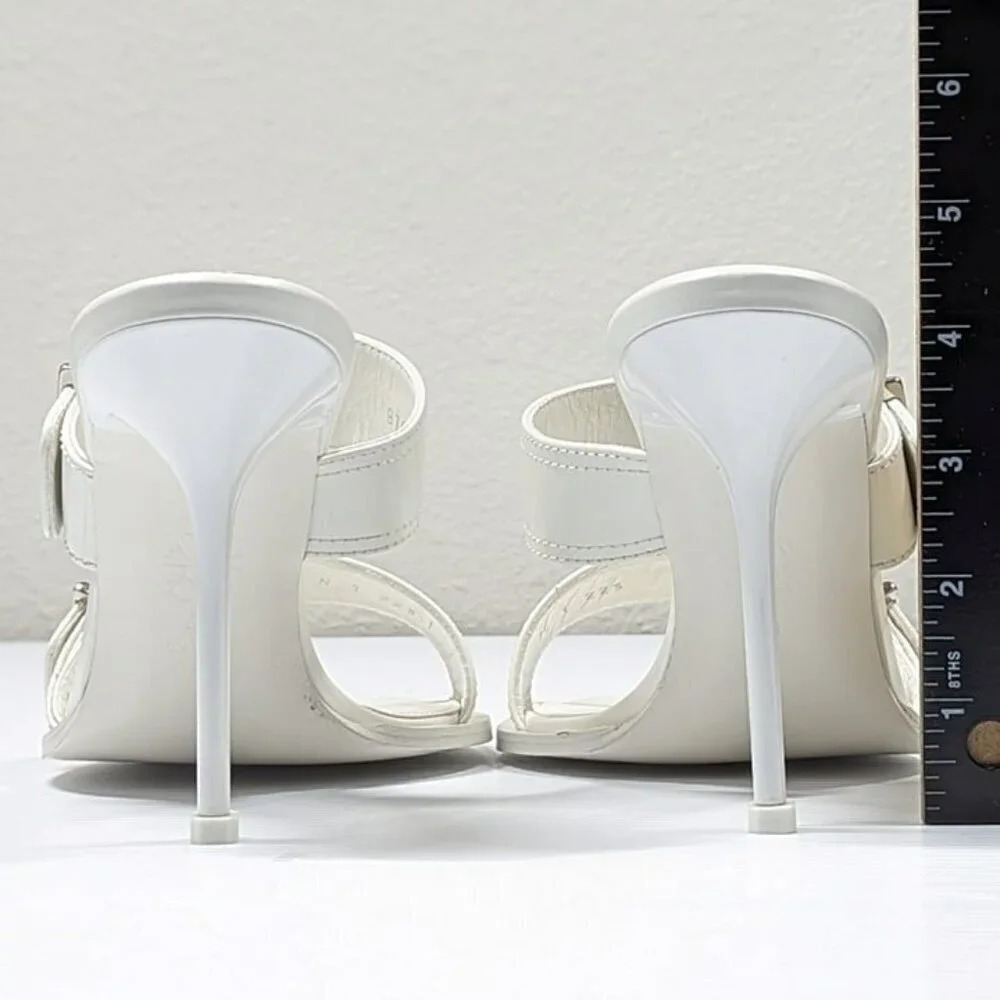 Alexander McQueen Women's White Double Buckle Punk Mules Size 41 (MSRP $1,090) - Picture 9 of 12